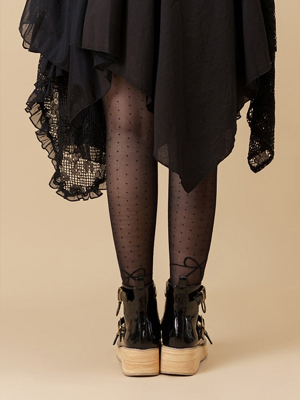 Straps Toe with Polished cm Ankle Sole Round Platform Black Buckle Vintage 3 Wedge Boots 3–5