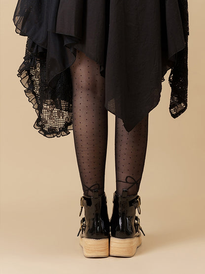 Straps Toe with Polished cm Ankle Sole Round Platform Black Buckle Vintage 3 Wedge Boots 3–5