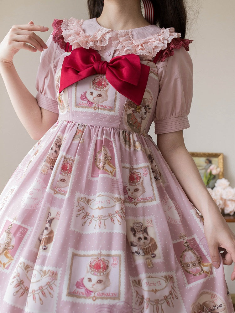 コットンスリーブブラウス ピンク ピーター ショートパン パフカラー