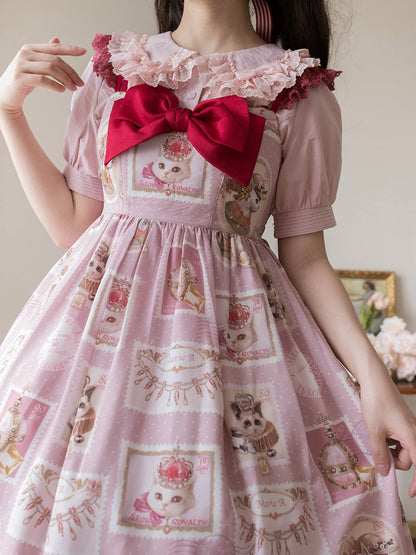 コットンスリーブブラウス ピンク ピーター ショートパン パフカラー