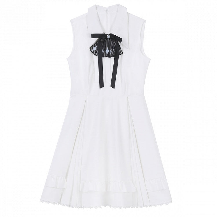 Taillen-Lolita-Militär-Set High-Low + Korsett, kurze weiße ärmellose Ärmel, voller Rock, futuristisches langes Top-Kleid