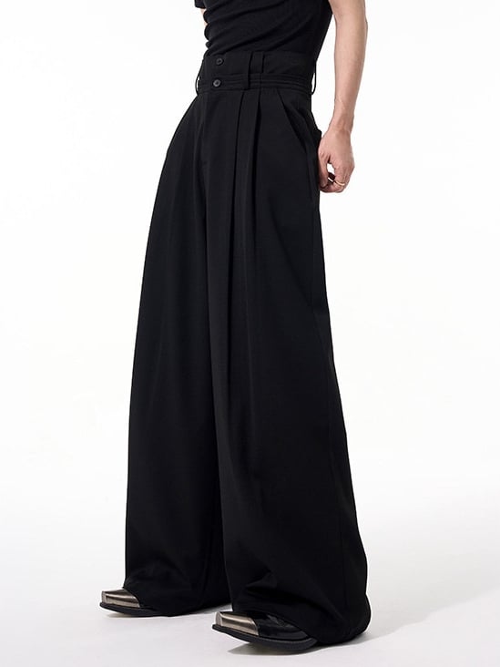 with Wide-leg Waistband Black Men's Pants Dual