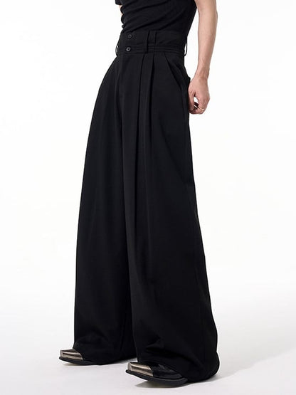 with Wide-leg Waistband Black Men's Pants Dual