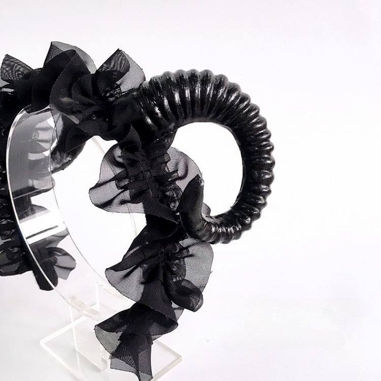 Ruffled KC Black with Faux Accents Horn Gothic