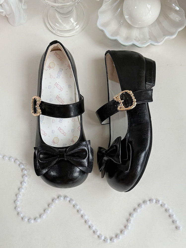 Sweet Heel Lolita Heels Black PU with Low 2cm