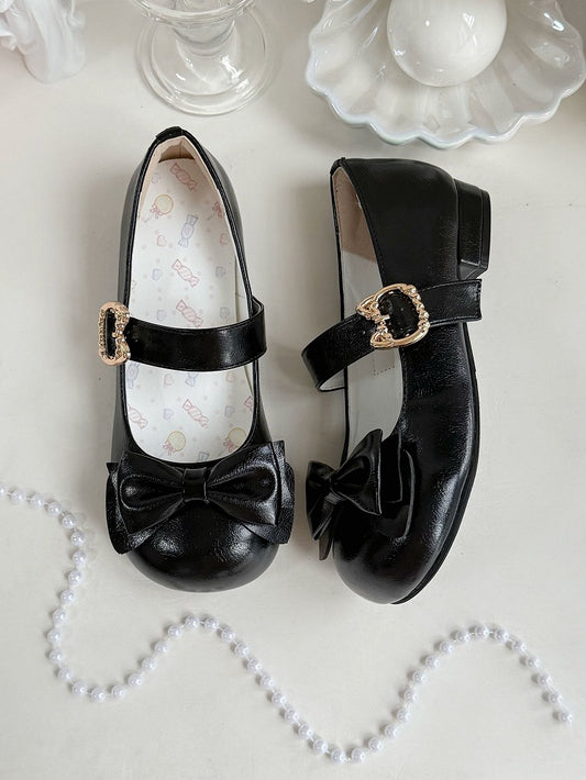 Sweet Heel Lolita Heels Black PU with Low 2cm