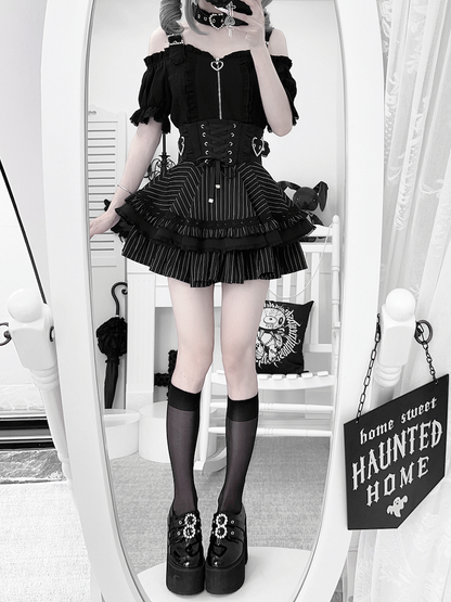 ショートスタイル チョーカー フリースリーブ トップ付き ジライケイ オフショルダー ネックライン ランドマイン ブラック