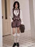 Brown Ouji Lolita Detective Set with Waistcoat and Bloomer Shorts