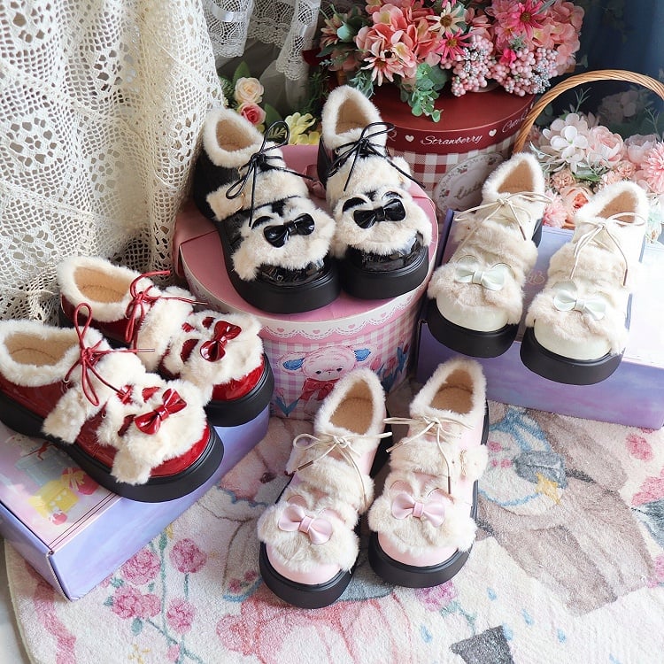 Platforms PU in Bow Lolita Details Pink Sweet with