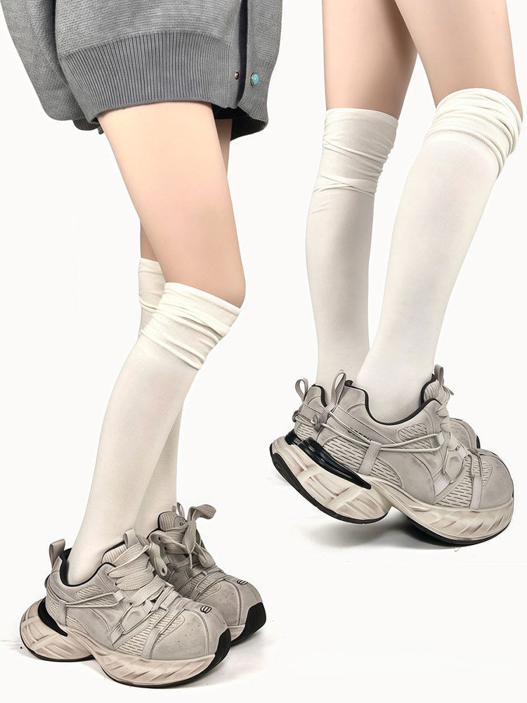 Chaussettes mollets souples, 4 couleurs unies, respirantes