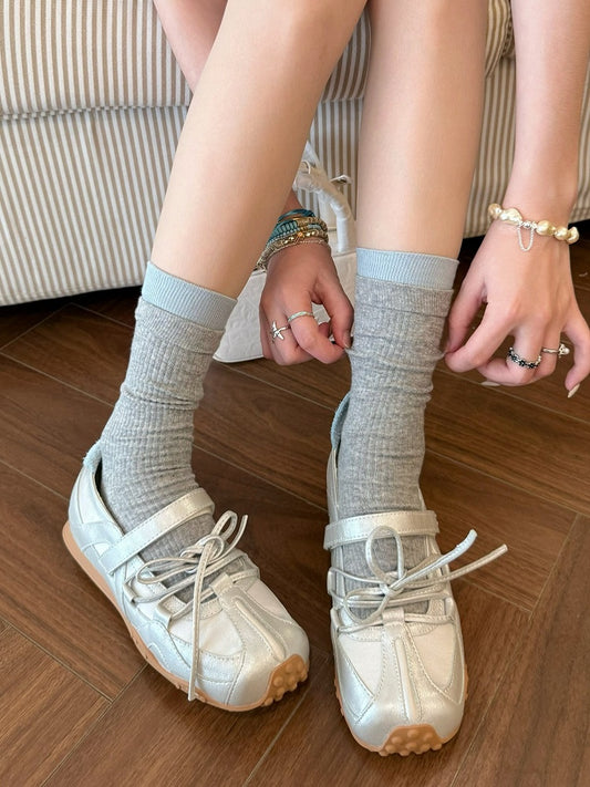 Colorblock Ribbed Ankle Socks - Xi Shang Mei Shao