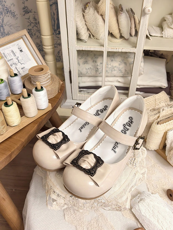 Top Bow Mary PU at Classic Beige - Janes Picture Elegant Lolita Frame Design
