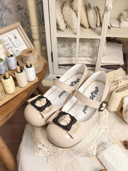 Top Bow Mary PU at Classic Beige - Janes Picture Elegant Lolita Frame Design
