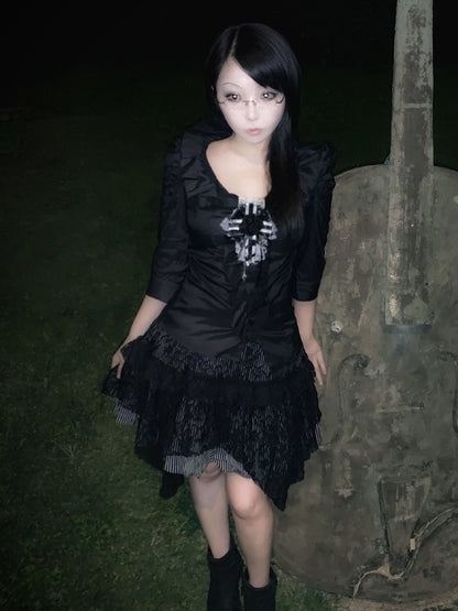 Floral Bowknot Cross Pink/Schwarz Design und Haarspange