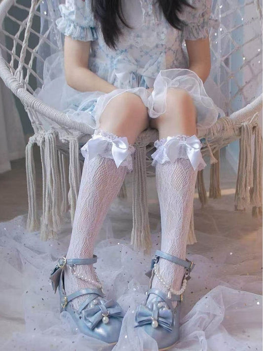 Socks Style (3 Lolita Calf Lace Colors) Bow