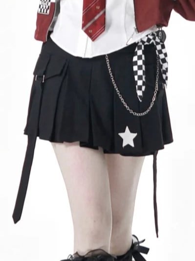 Pleat Straps Accents with and Skort Star Black Box Mini