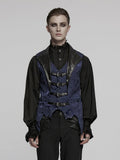 Black Blue Men's Gothic Jacquard Lapel Vest