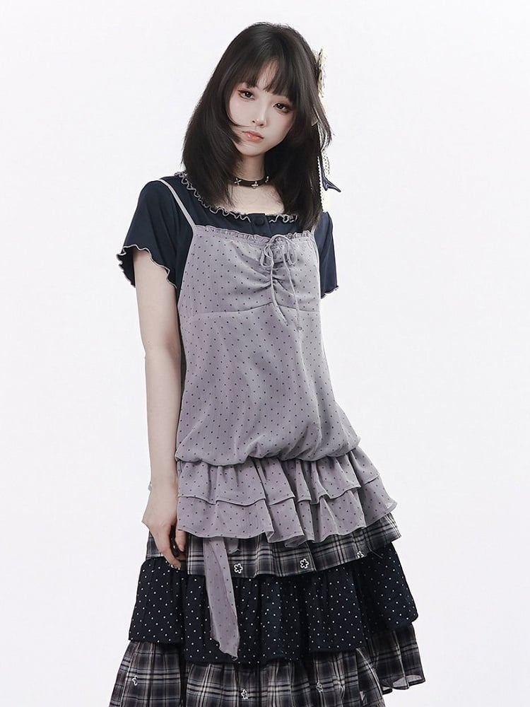 Black Ruffle Short Sleeve Tee - PINK SAVIOR