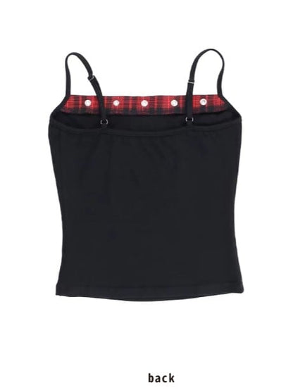 With Cami Applique Black Top Red Star Plaid