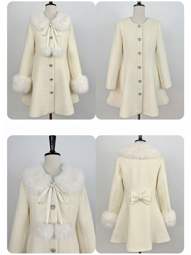 Coat Off-White Landmine Style Wool and Rhinestone 70% Furry Embellished Cuffs Collar Slim-Fit with