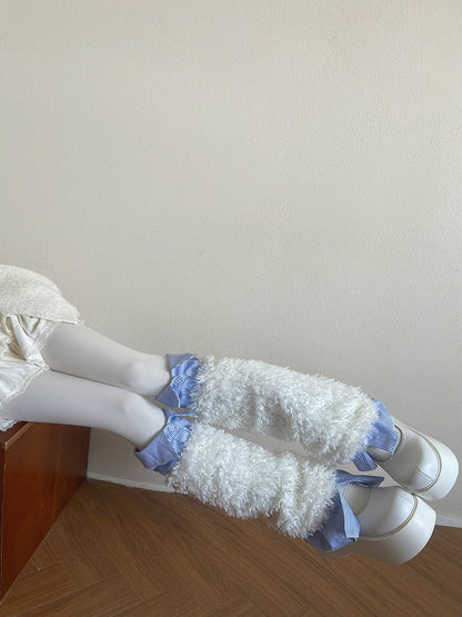 Curly Fur White Warmers Faux Leg