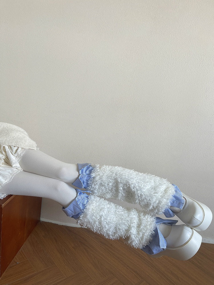 Collared 3-Color Leg Warmers Striped