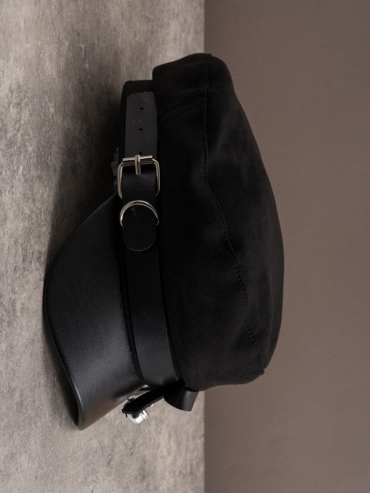 Black Decorated Design Gothic Bell Hat Charm Bowknot Beret Buckle