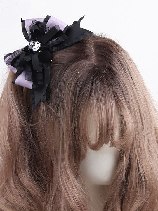 Hairclip Black 2 Purple Sweet-edgy Bow Options Lolita