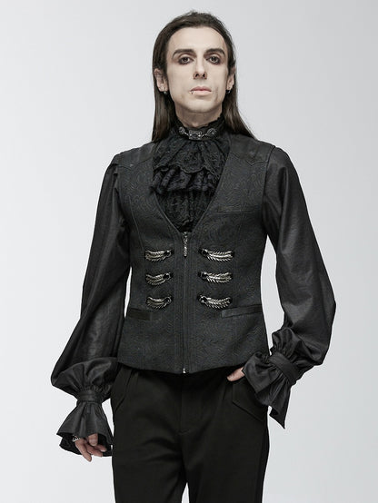 Gentlemen's Goth Vest Scale Dragon Black