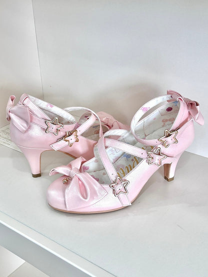 Crisscross Star Sweet with Pink Lolita 6.5cm Shoes Heel Light - Dreamy Buckles Design