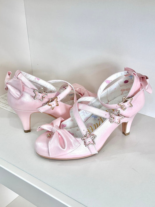 Crisscross Star Sweet with Pink Lolita 6.5cm Shoes Heel Light - Dreamy Buckles Design