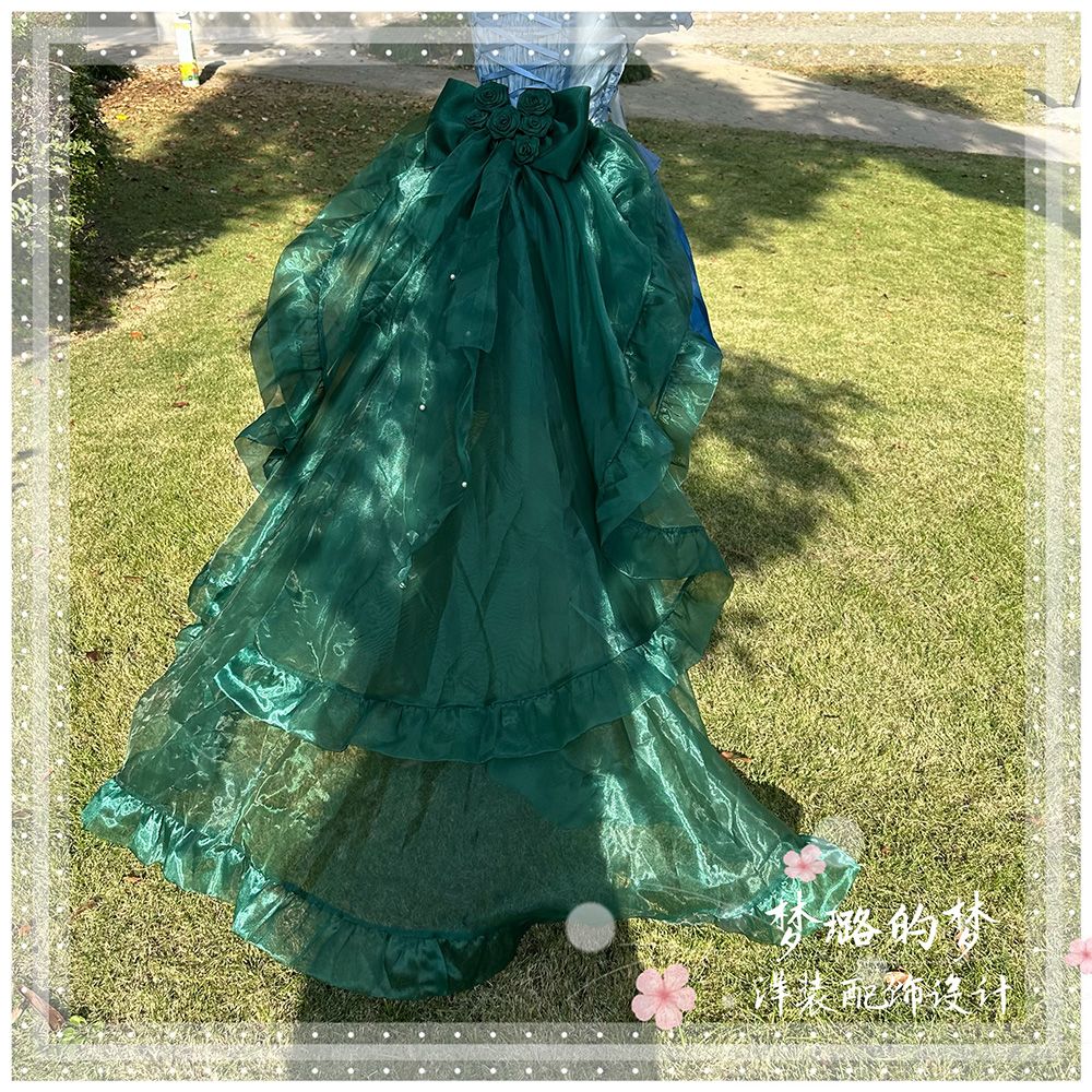 Lolita Bow Train Skirt Tail – Rose Gradient Detachable Back Veil