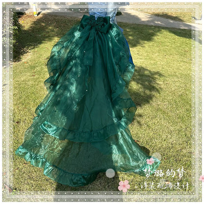 Lolita Bow Train Skirt Tail – Rose Gradient Detachable Back Veil