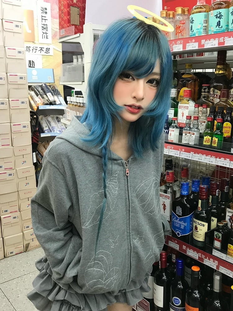 Lining Shell Regular/Fleece Gray Kawaii - Daily Version Hooded Jacket