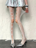 Weiße Details Schleife Cut-out Strumpfhose Bittersüßes Design