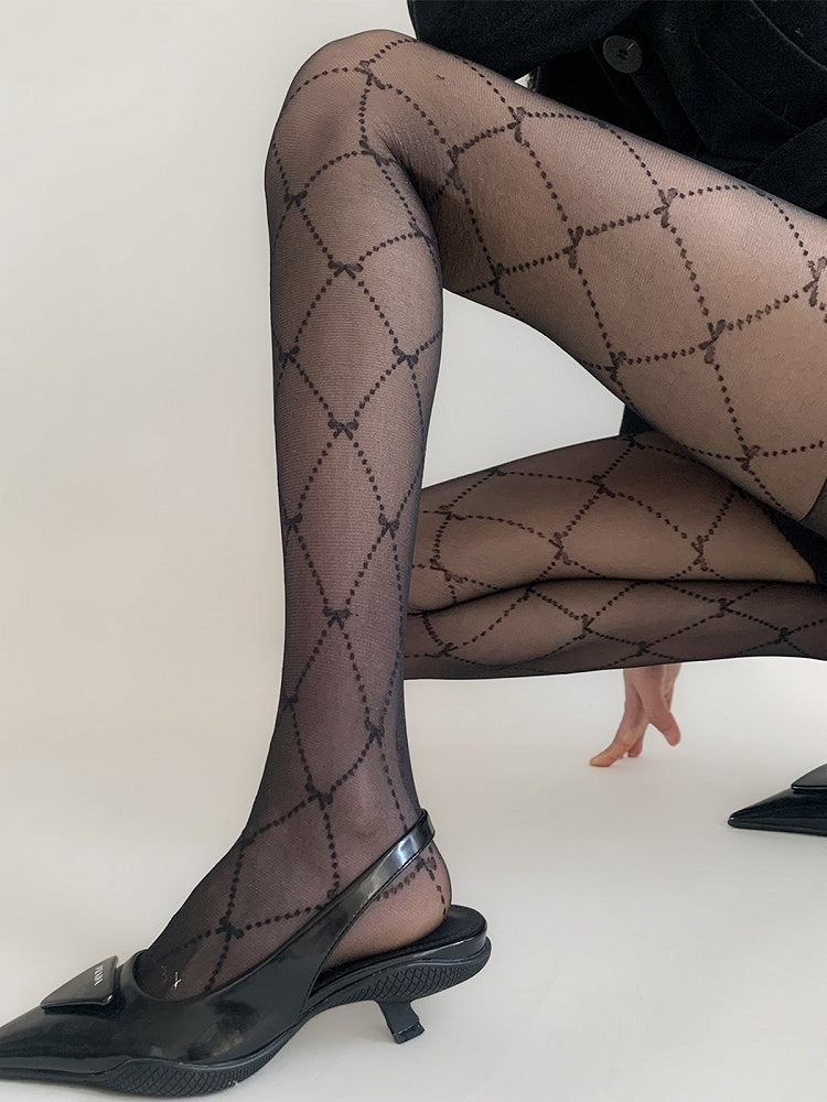Pattern Diamond Quilted Pantyhose