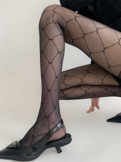 Pattern Diamond Quilted Pantyhose