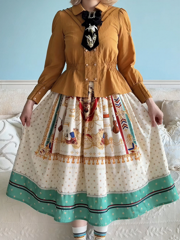 White Musical Print Overall Dress with Detachable Straps - Crucis Universal Tailor Company