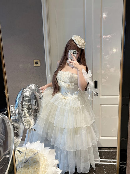 Shiro Lolita Tulle Multi-Layered Dress White