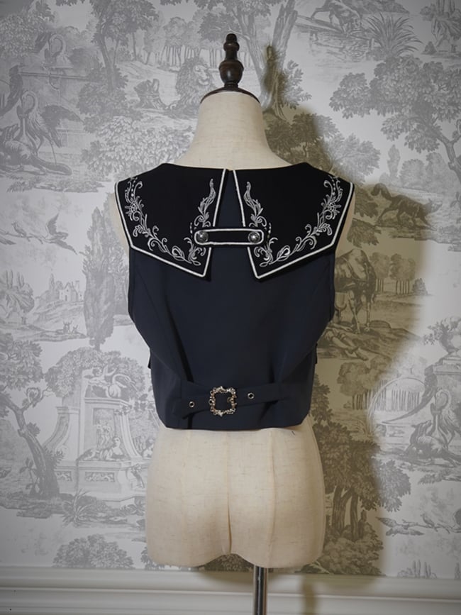 Vibes Waistcoat Delicate Black Ouji Embroidery Lolita Pirate