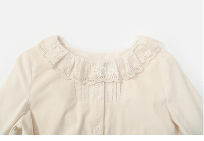 アプリコットラウンドネックブラウス