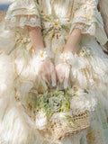 Gloves White Mesh Decorated Bow Daisy