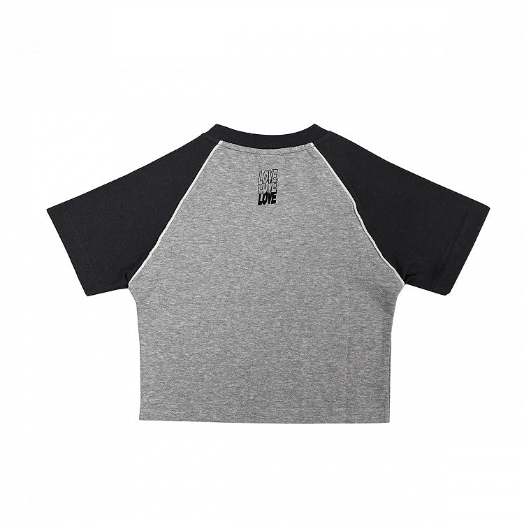 Black and Cropped Y2K Graphic T-Shirt Gray Colorblock Design