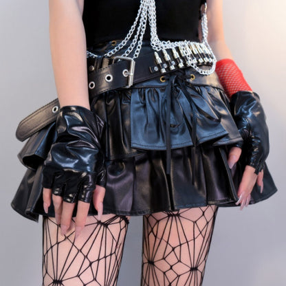 シルバーブラックサイバーパンクフューチャリスティックハーフフィンガーグローブ