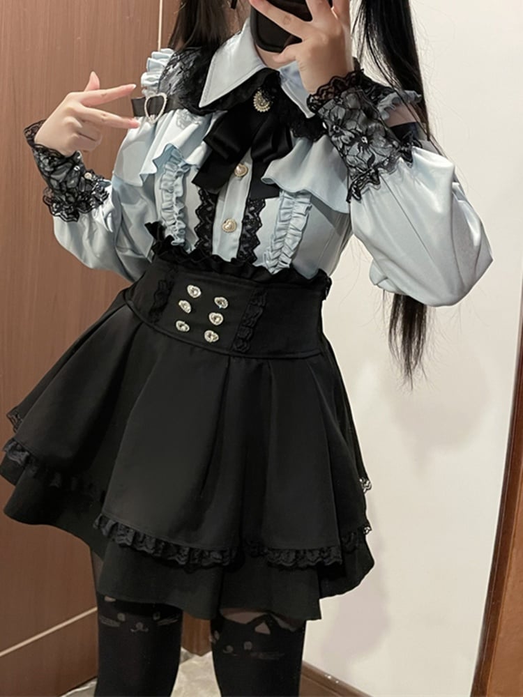 Hellgrünes Jirai Kei-Top mit Herzausschnitt und Knopfverschluss