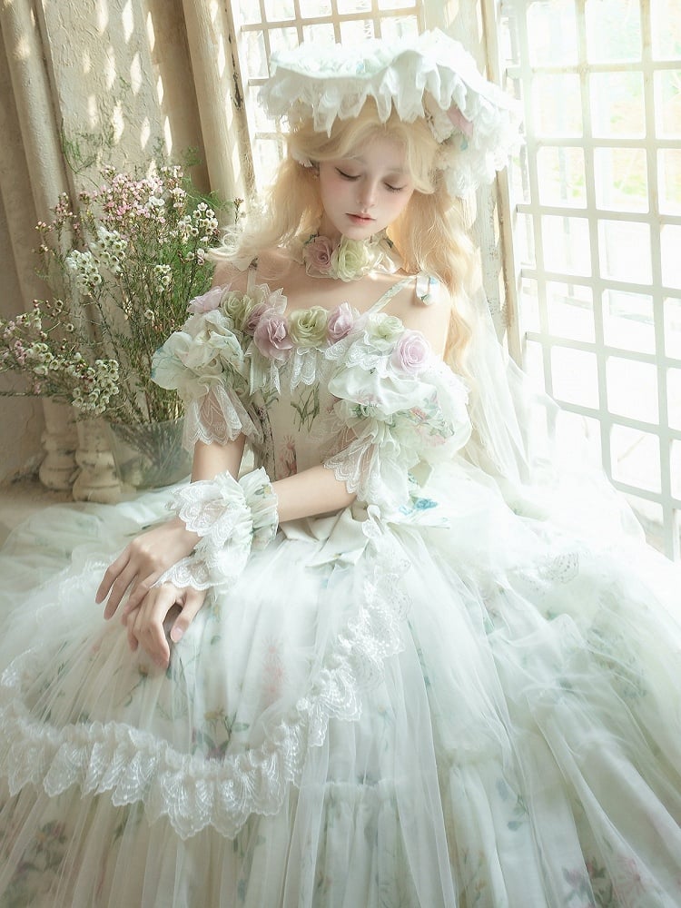 White Lolita Lace Wrist Cuffs - Sleepless Star