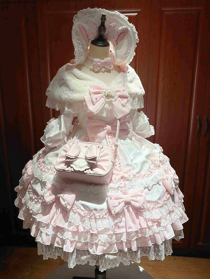 3-Way Leather Sweet Details PU Pink Lolita - Bag Beads