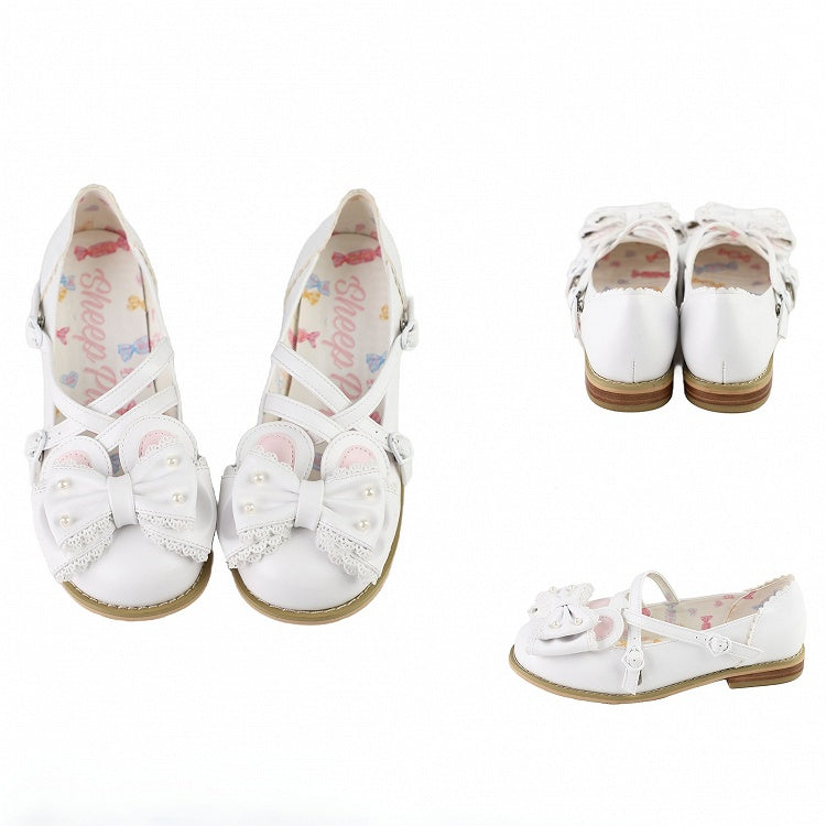 bei White Ear Bunny Crisscross Bow Top Design verziert mit Perlen