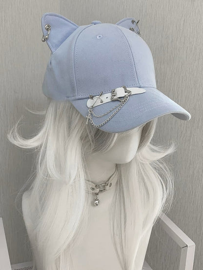 Ohrstecker Verzierte Kätzchenmütze Stern Blau/Schwarz/Gelb Kreuz Charm Schnalle