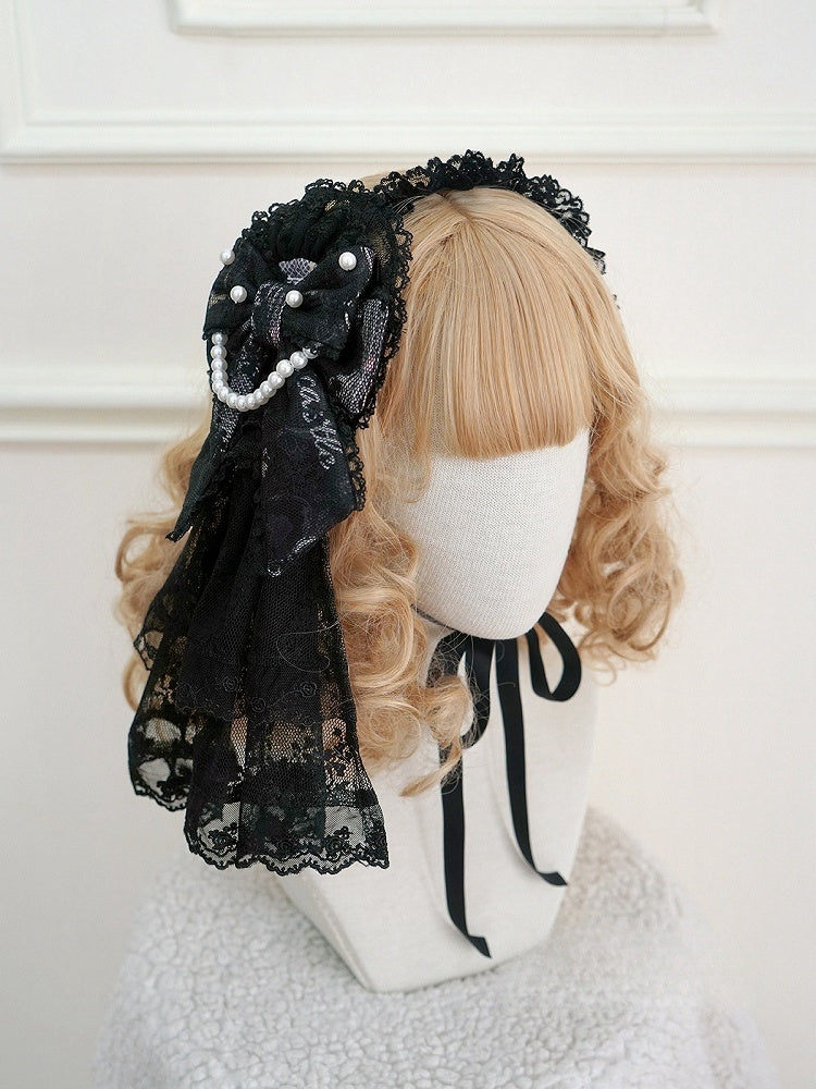 Floral Black / Blue Hairclip Pink